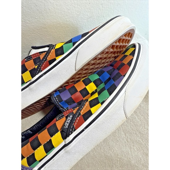 Vans "Off‎ The Wall" Rainbow Checkered Skate Shoes Women 5.5 Men 4 - Picture 4 of 8